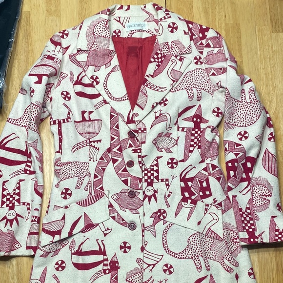 Prophecy Bohemian Women’s Blazer Red and Cream Bold Patterned - Picture 3 of 10